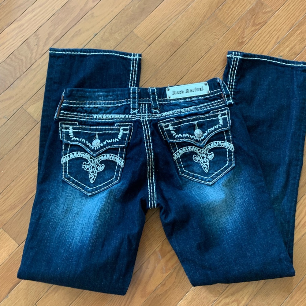 Rock Revival Thick Stitch dark wash jeans size 30x30